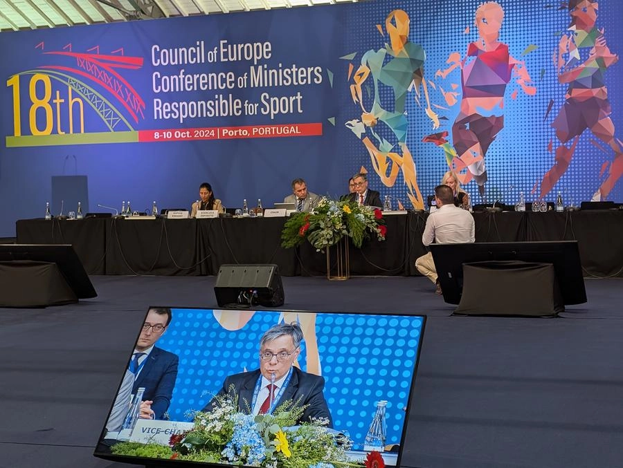 Photo de l'intervention du Conseiller-Ministre de l'Intérieur à la conférence des ministres responsables du sport